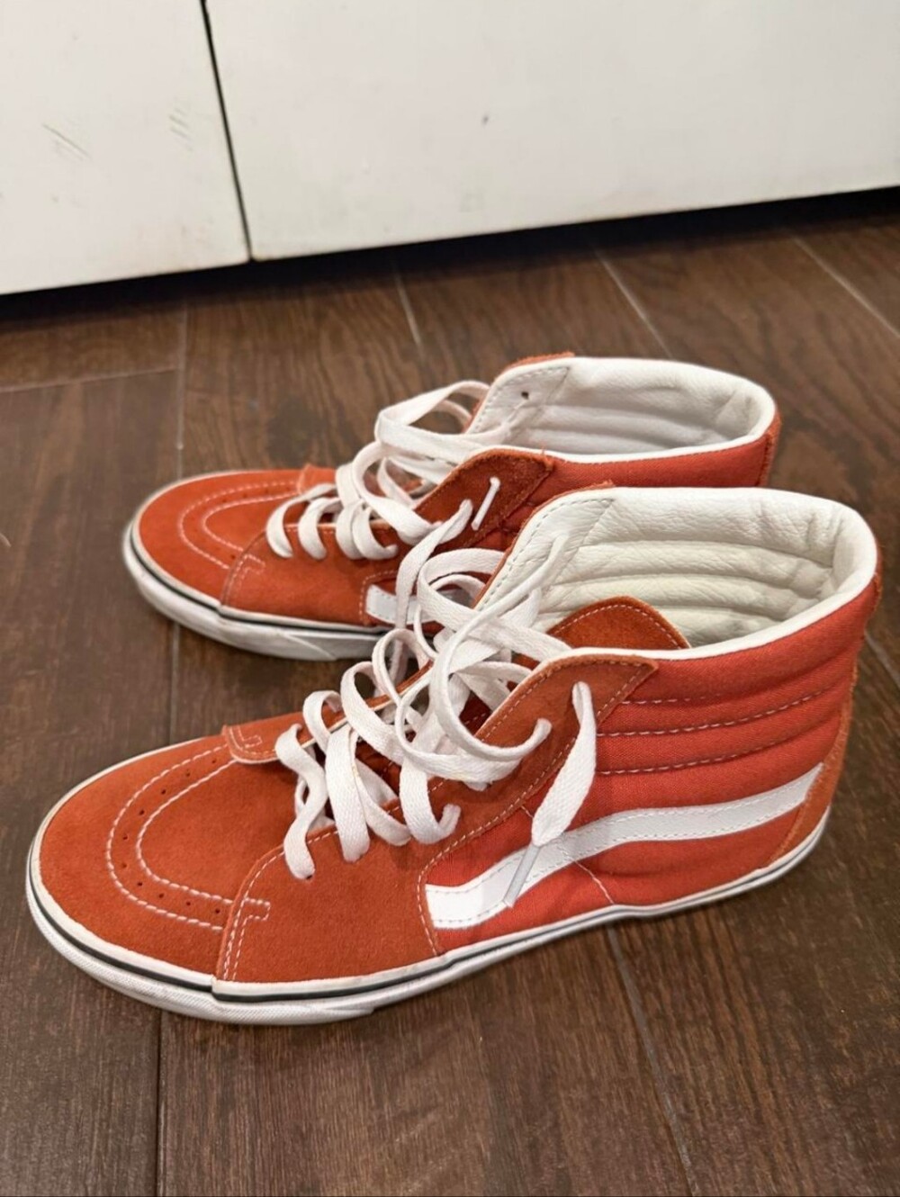 Vans  High-Top Skate Sneakers in Burnt Orange with White Stripe